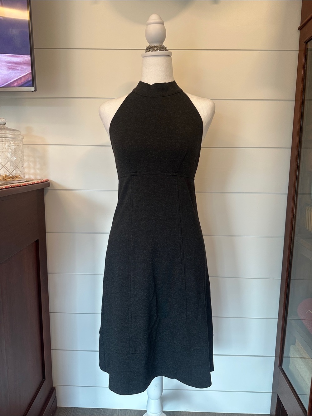Max Edition Charcoal Halter Midi Dress